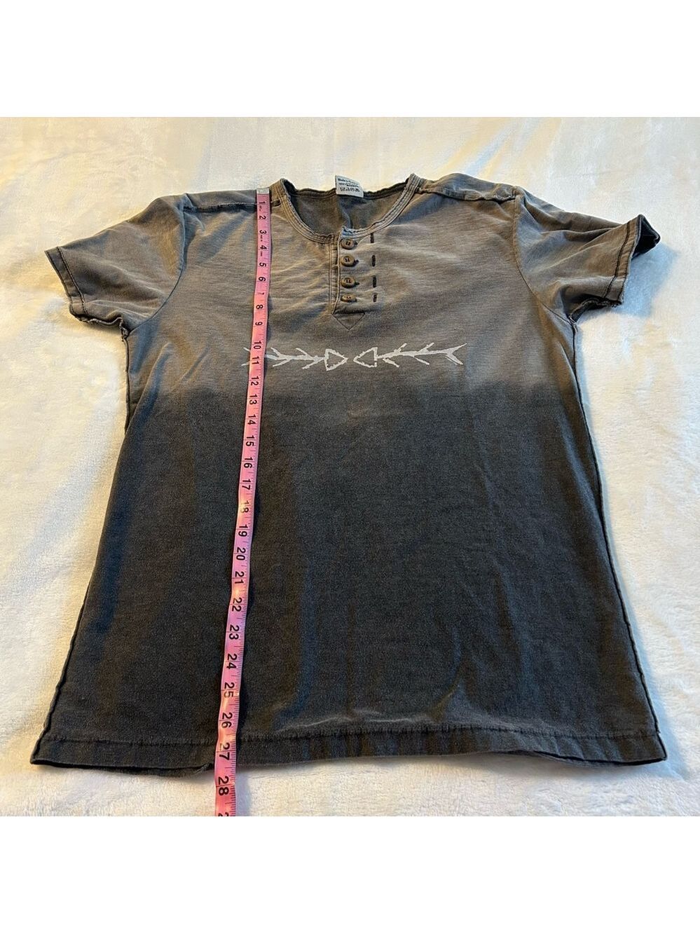 Modous 2 tone gray short sleeve t-shirt with buttons at the collar size S cotton - Picture 6 of 6